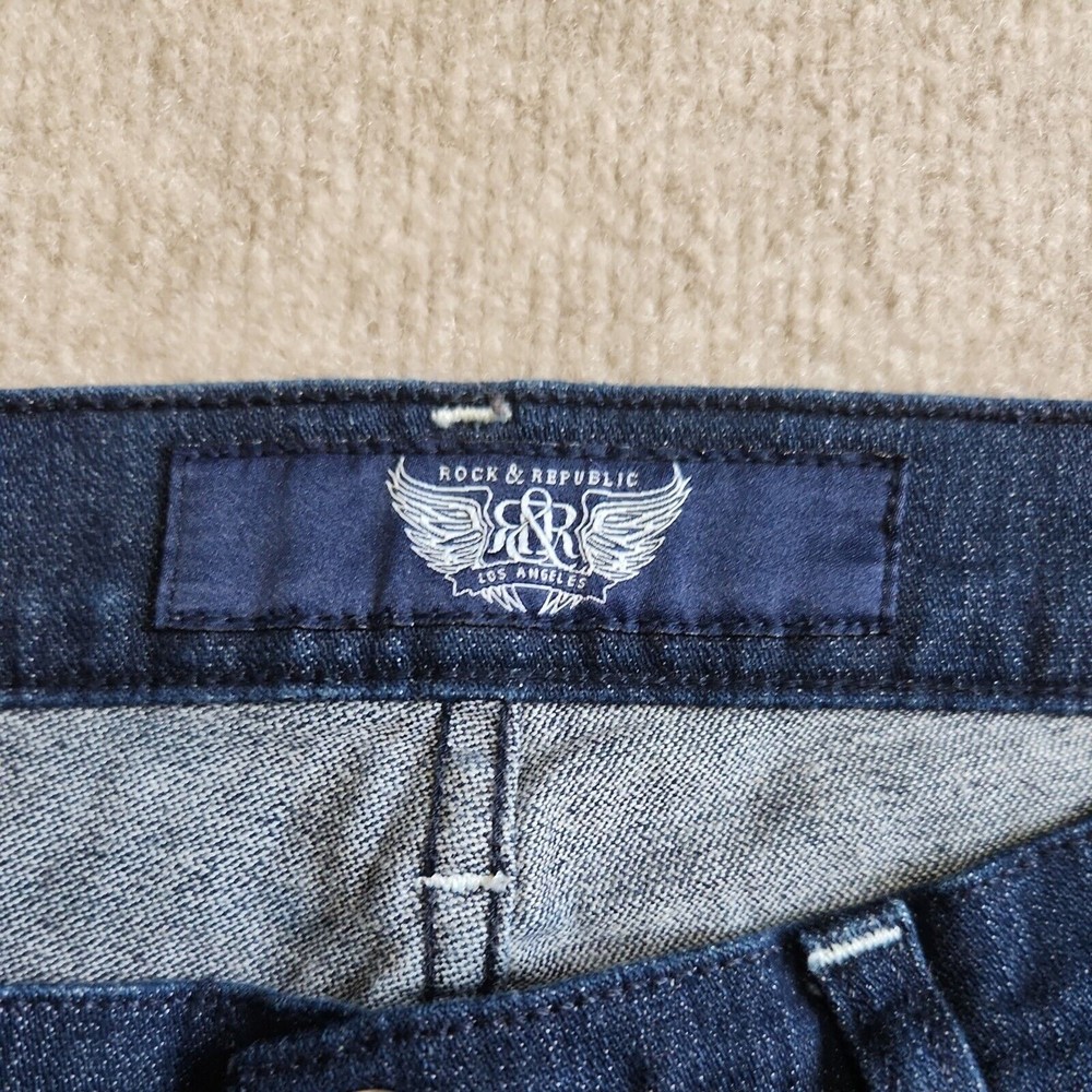 Rock & Republic Flared Leg Jeans Womens Size 29 Blue Dark Wash - Picture 3 of 6